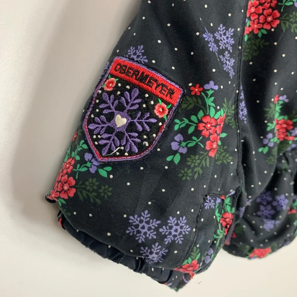 Obermeyer Kids Jacket Ski Coat I-Grow Size 4 Black/Red Floral Snowflakes Hooded - Picture 9 of 15